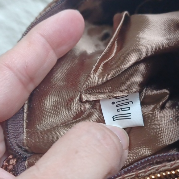 Magid Vintage Purse, Crossbody Bag with Long Strap, Brown and Sparkly, 7x6 - Picture 4 of 4